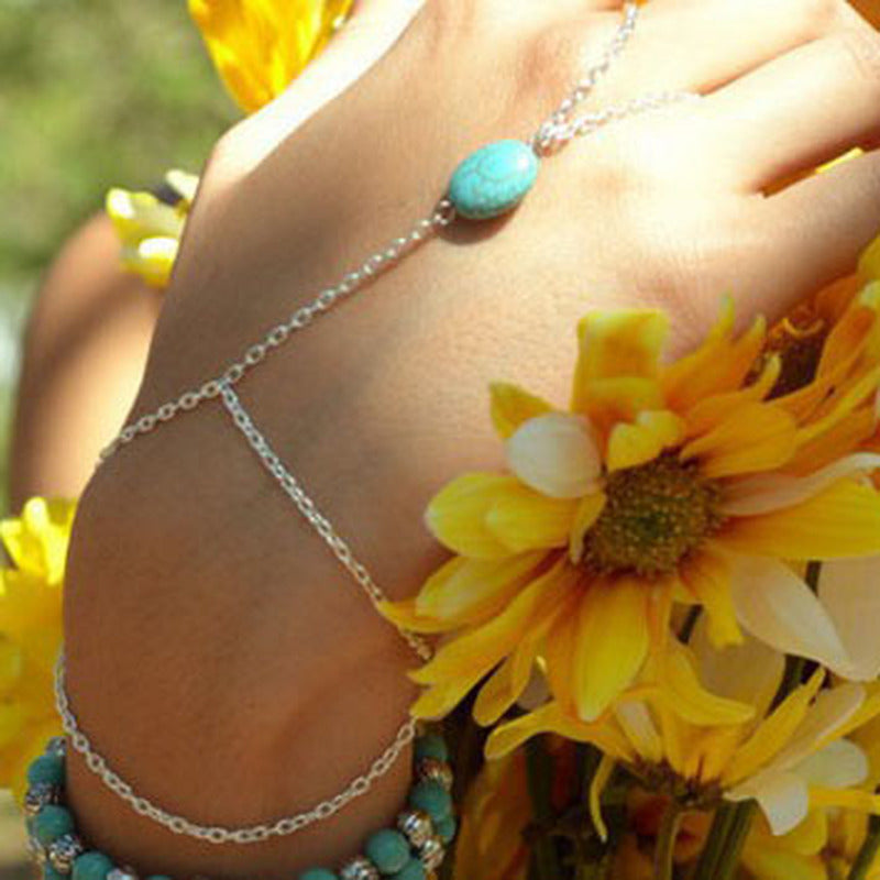 Simple turquoise beaded women's bracelet 1633364088529