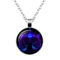 Twelve Constellation Time Gemstone Glass Pendant Necklace 1638419495324