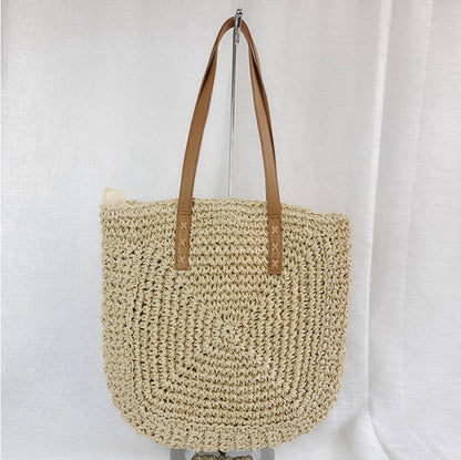 Large Capacity Straw Beach Shoulder Bag 1638b739 27ff 4165 a0ff 30b8f138b8e0