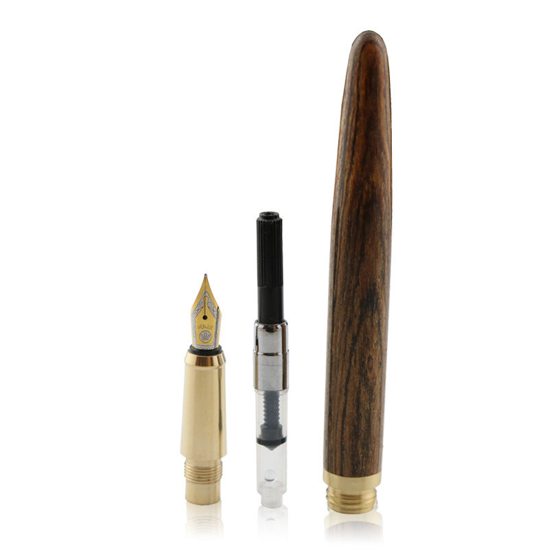 African Rosewood Vintage Brass Wood Fountain Pen - 图片 3