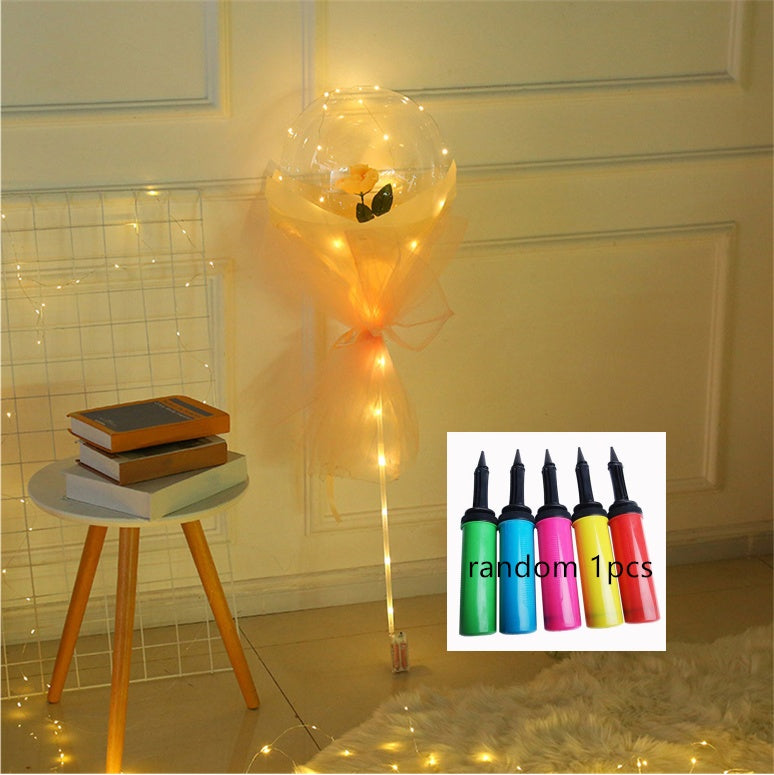 LED Luminous Balloon Rose Bouquet Transparent Bobo Ball Rose 1640874332090