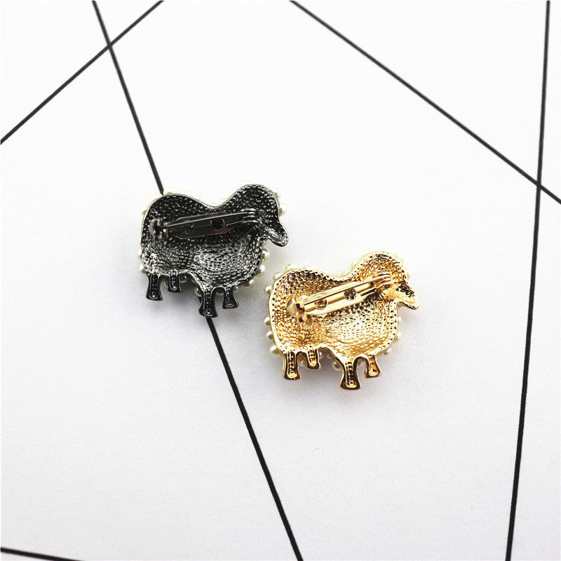 Full lamb pearl cute lamb brooch 1643597896482
