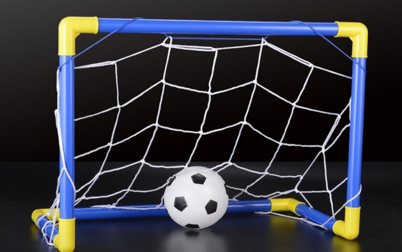 Folding Mini Football Soccer Ball Goal Post Net 1643871628323