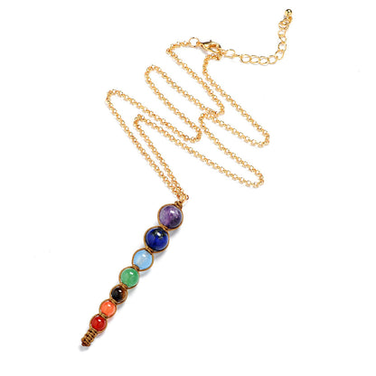 Seven chakra spirit pendulum necklace natural amethyst personality cone necklace 1647851306028