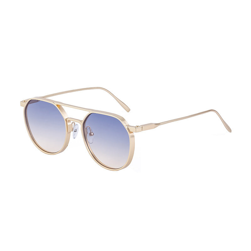 Men's Metal Double Beam Vintage Round Frame Sunglasses 16488dd5 bb96 4177 be76 43069f4a199f