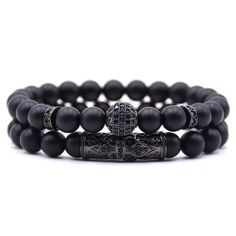 Natural frosted stone micro-inlaid ochre ball long tube double energy bracelet 1660762025160 96d8e1ca b526 4020 89fb 2cb20f8e