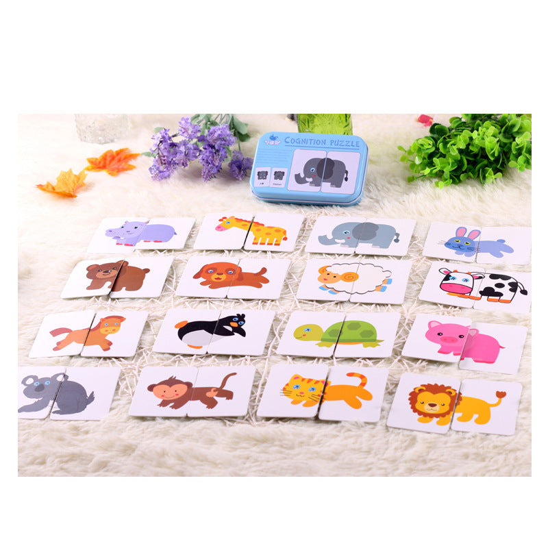Children's Cognitive Card Iron Box Jigsaw Puzzle Matching Fruit Learning Card 1663206801875