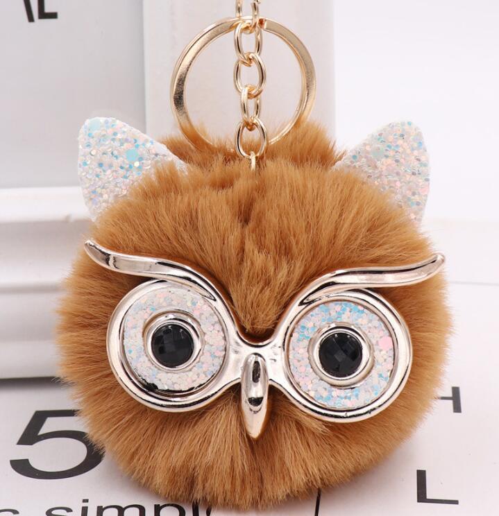Lovely Owl Plush Doll Kids Favors Fur Ball Key Chain 1665067517341