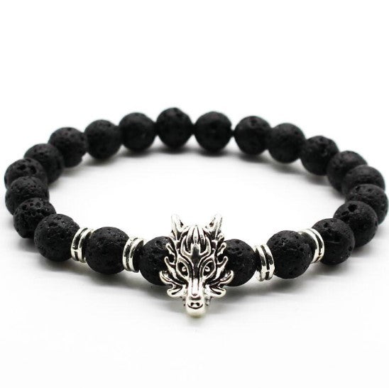 Man's Volcanic Stone Bracelet Longteng Ornaments Bracelet Natural Stone Elastic Bracelet 1669097983879