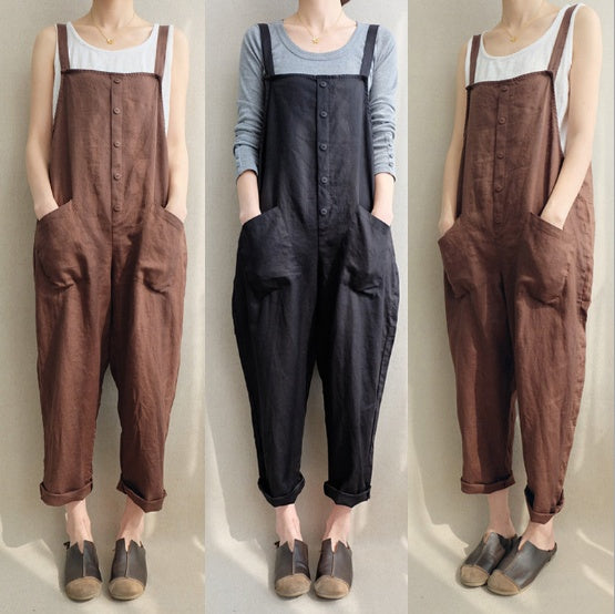 Pants casual pants cotton and linen breathable plus size overalls 1669422742218