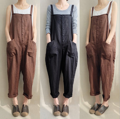 Pants casual pants cotton and linen breathable plus size overalls 1669422742218