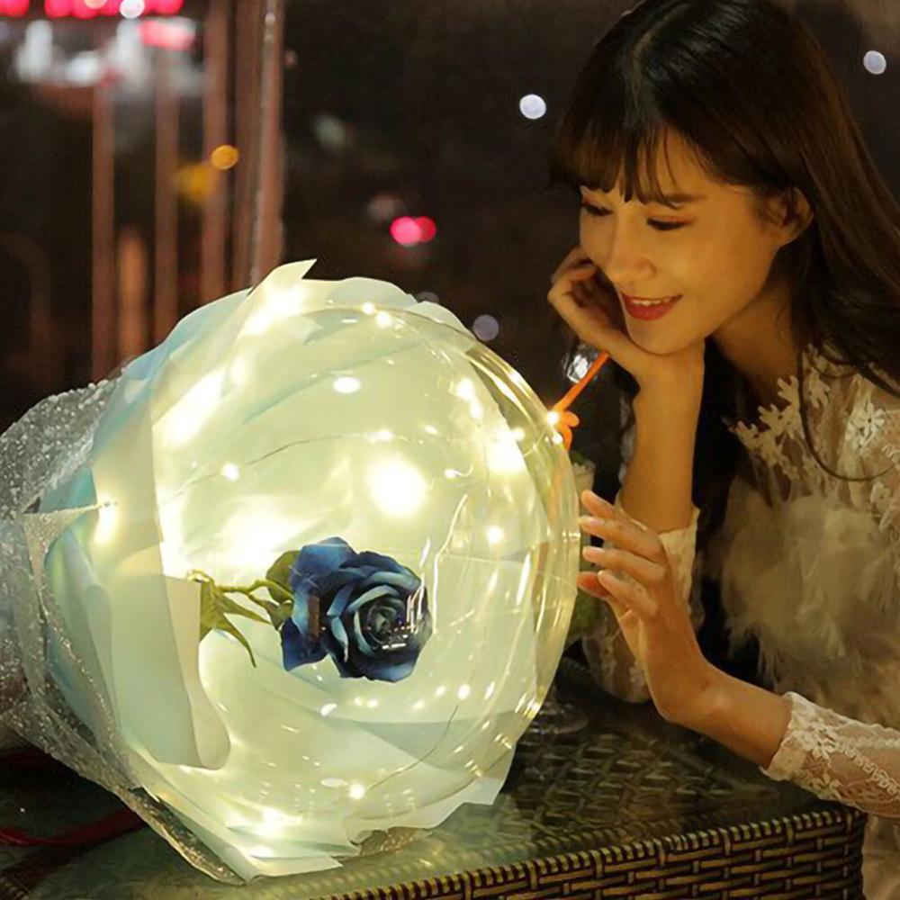 LED Luminous Balloon Rose Bouquet Transparent Bobo Ball Rose 1673356643432