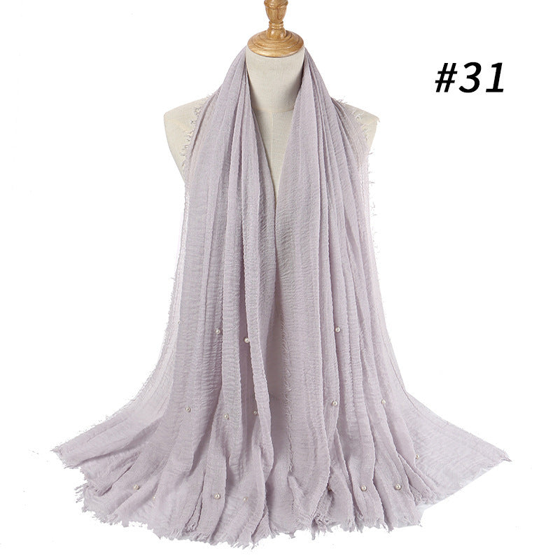 Cotton and linen crumpled monochrome scarf 1675404380740