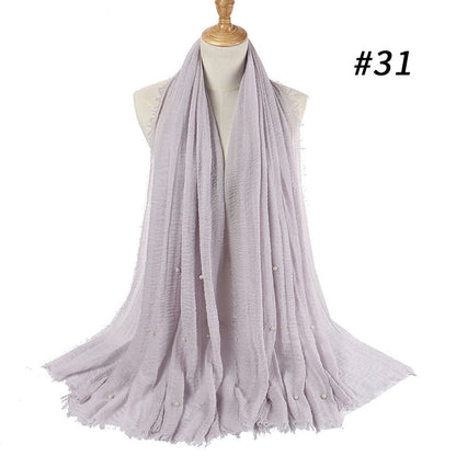 Cotton and linen crumpled monochrome scarf 1675404380740