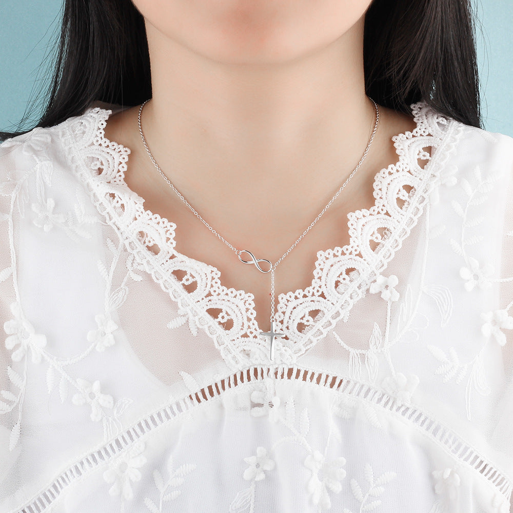 Cross s925 sterling silver female low-cut necklace 1678026972247