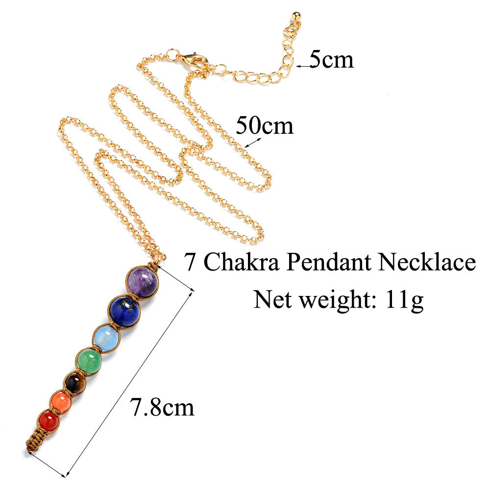 Seven chakra spirit pendulum necklace natural amethyst personality cone necklace 1680802338400