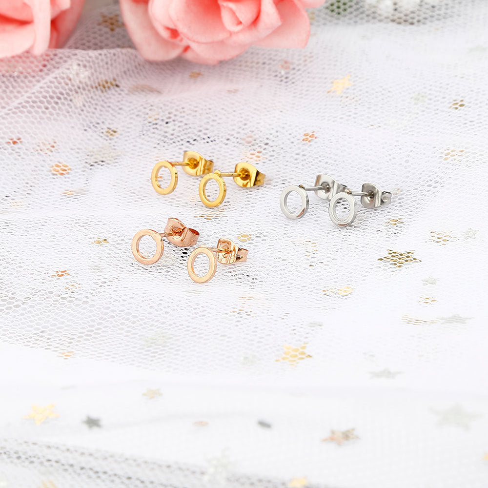 Round Versatile Titanium Steel Female Stud Earrings 16823efe a36b 4abf 8038 3e4ab9403b9d