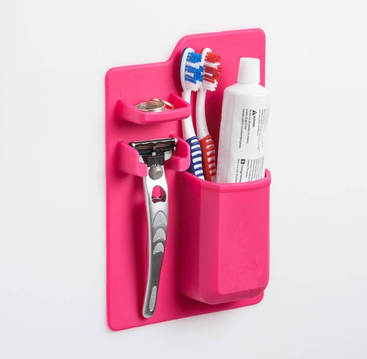 Multi-functional Silicone Toothbrush Holder Mighty Wall Mirror Suction Toothpaste Storage Holder Bathroom Organizer For Showe