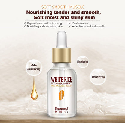 HOREC White Rice Whitening Serum Face Moisturizing Cream Anti Wrinkle Anti Aging Face Fine Lines Acne Treatment Skin Care 15m