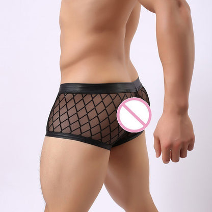 Diamond mesh sexy breathable boxer men's underwear 1696413905556