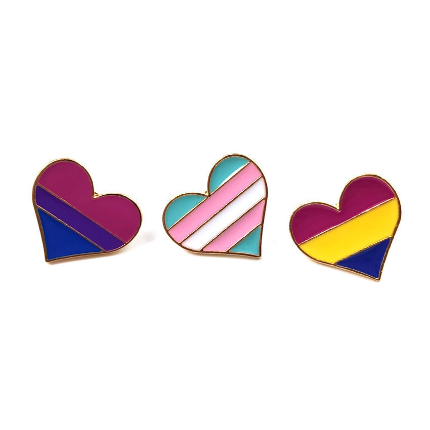 Heart shaped letter badge love rainbow brooch 1697350398311
