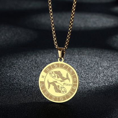 Stainless Steel Constellation Pendant Necklace Gold Medal Necklace 16a87392 df4d 4073 aa9c 497b598ddf4e