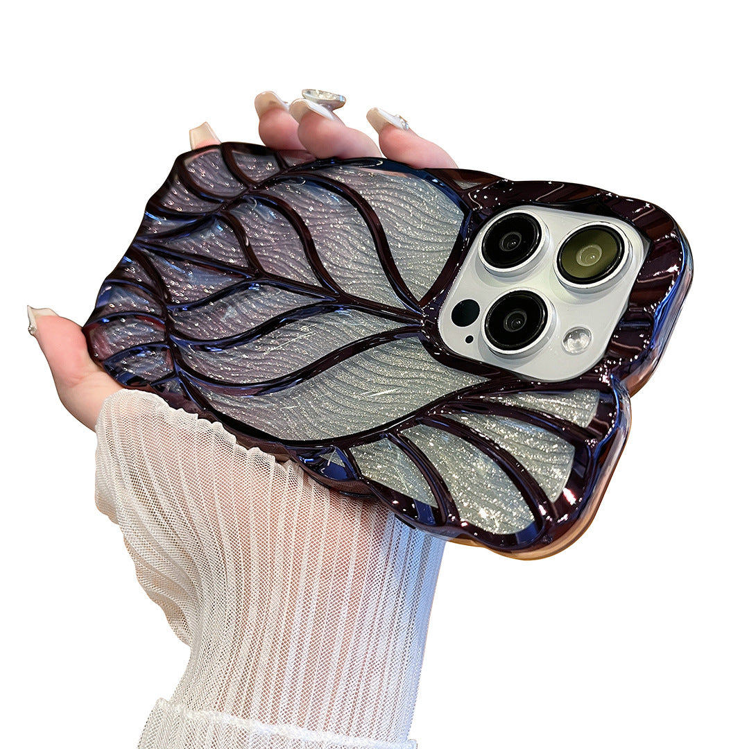 Three-dimensional Leaves Phone Case Light Luxury Electroplating 16ada993 a7a1 4836 bb77 2cfaefe9d301