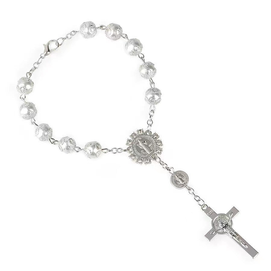 Beads Artificial Glass Pearl Cross Bracelet 16bec2a8 b404 4c24 8fdc a1460668b881