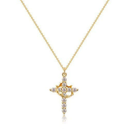 Cross Zircon Full Diamond Crown Circle Rotatable Women's Necklace 16c8256d 2e6a 4f67 a62a fd8b891c6fb3