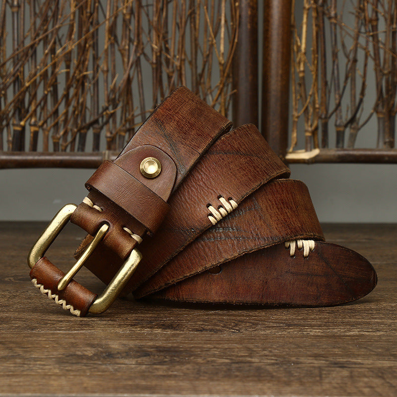 Handmade Retro First Layer Cow Leather Belt 16cb8d87 90d4 44c0 9367 d6e8be26f5a6