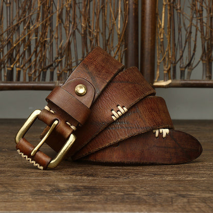 Handmade Retro First Layer Cow Leather Belt 16cb8d87 90d4 44c0 9367 d6e8be26f5a6