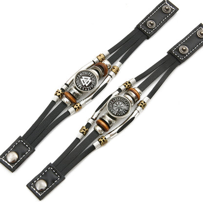 Viking Pirate Compass Pattern Leather Bracelet 16d779e5 9ec1 4476 b9b5 c4d9dff25002