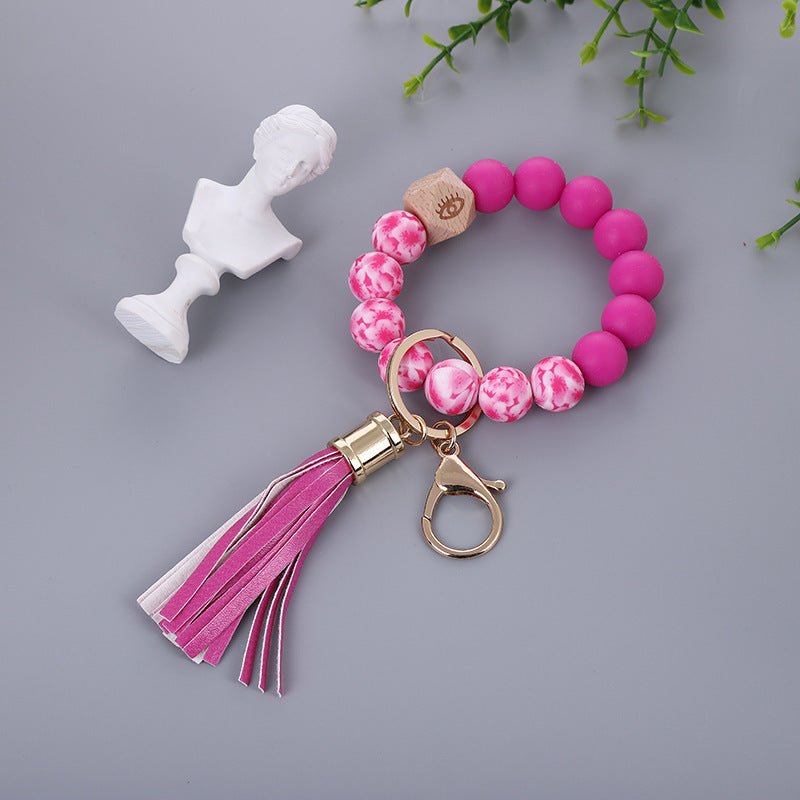 Color Silicone Bead Bracelet PU Tassel Key Chain 16d9cf6e e47b 4849 af3e cfd9447d2035