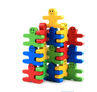 Cartoon Balanced Man Jenga Blocks 1701164286671