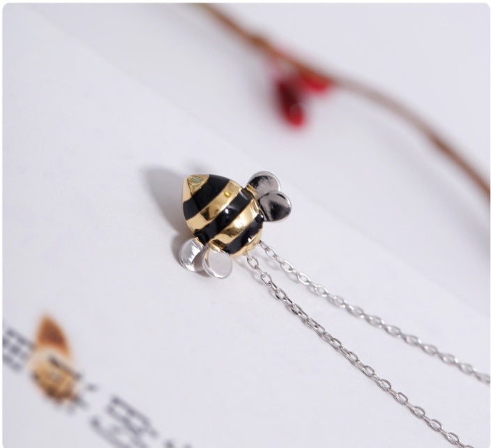 S925 sterling silver necklace wholesale Korean fashion cute bee clavicle chain female European and American foreign trade cro