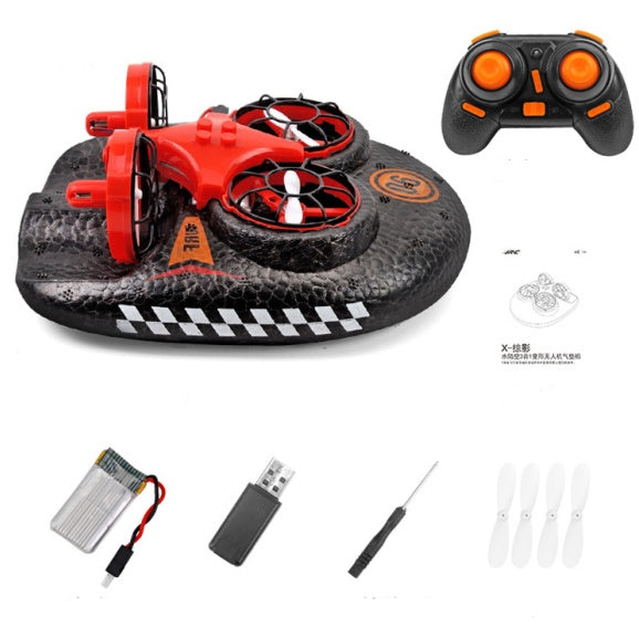 RC Boat Water Land And Air Four-Axis  Hovercraft Three-in-one Multi-function Toy One-button Tumbling Mini Drone 1705201995012