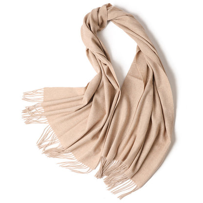 New Solid Color Wool Long Beard Warm Tassel Scarf Thick 17081a87 2fd9 4d8a ae4e 8a57ed18ff24