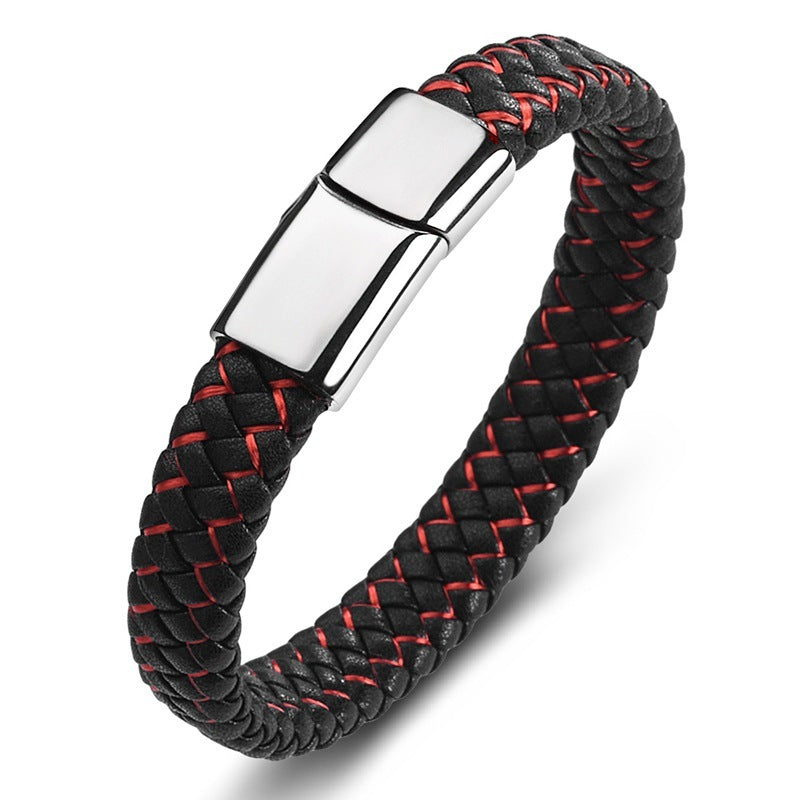 Bracelet foreign trade e-commerce trend tide section does not package explosion models men's bracelets microfiber leather bra