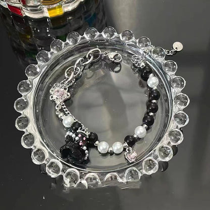 Black And White Ghost Beaded Stitching Men And Women Niche Sweet Cool Personality All-match Jewelry 1713737786571493376