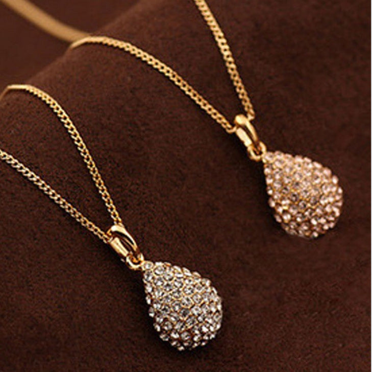 Fashion full diamond drop necklace 1715662676156