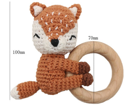 Handmade Crochet Fox Elk Rattle Toy Baby Molar Teether 1717886533261987840