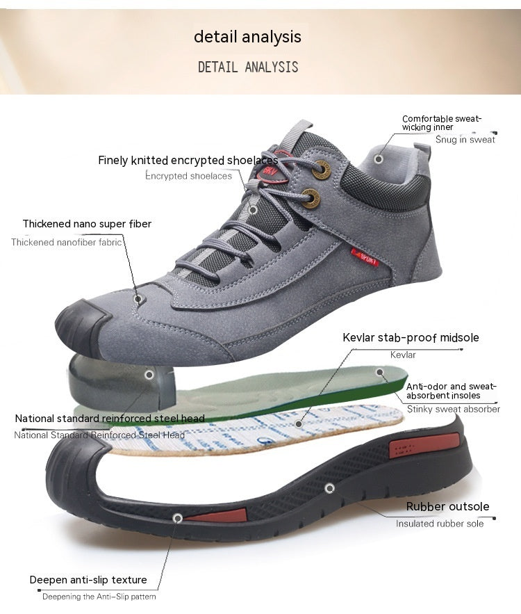 High-top Waterproof Welder Shoes Deodorant Steel Head Anti-smashing Shoes Wear-resistant 1718656080172683264