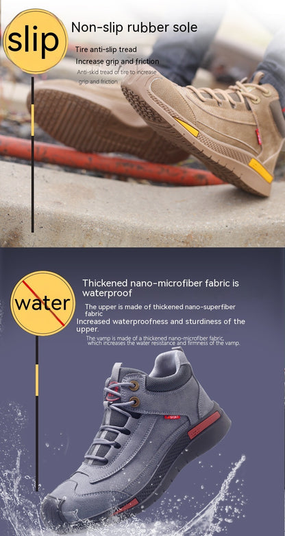 High-top Waterproof Welder Shoes Deodorant Steel Head Anti-smashing Shoes Wear-resistant 1718656080466284544
