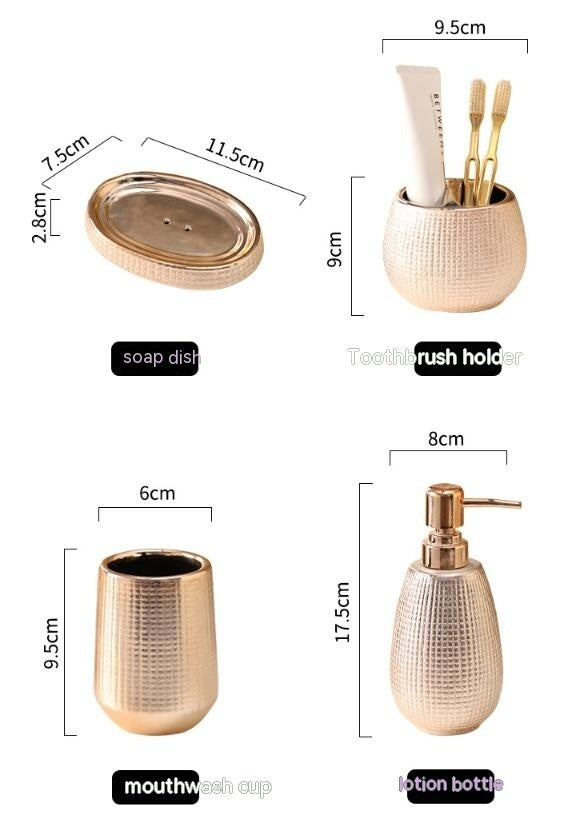 Home Bathroom Rose Gold Ceramic Cleaning Kit 1718830219839803392