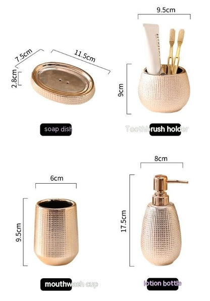 Home Bathroom Rose Gold Ceramic Cleaning Kit 1718830219839803392