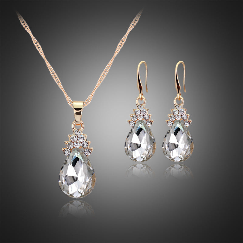 Womens Diamond Crystal Necklace  Earrings Crystal Necklace Earrings Set 1719306256822
