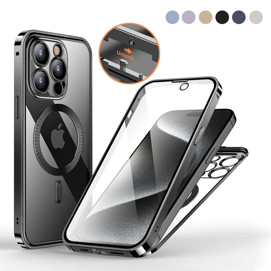 Anti-Privacy Metal Buckle Magnetic Support Wireless Charging Double-Sided Lens Full Cover Phone Case Protective Cover 171ea7a