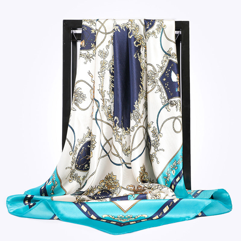 90 90cm Square Scarf European And American Antique Rope Tassel Imitated Silk Scarves - HD Wireless Product #8