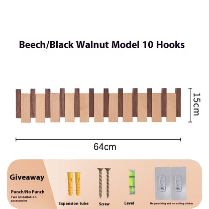 Clothes Hook Wall-mounted Entrance Hallway Hanger Punch-free Solid Wood Creative Keys Clothes 1720cc15 b913 4f88 957f 0037641