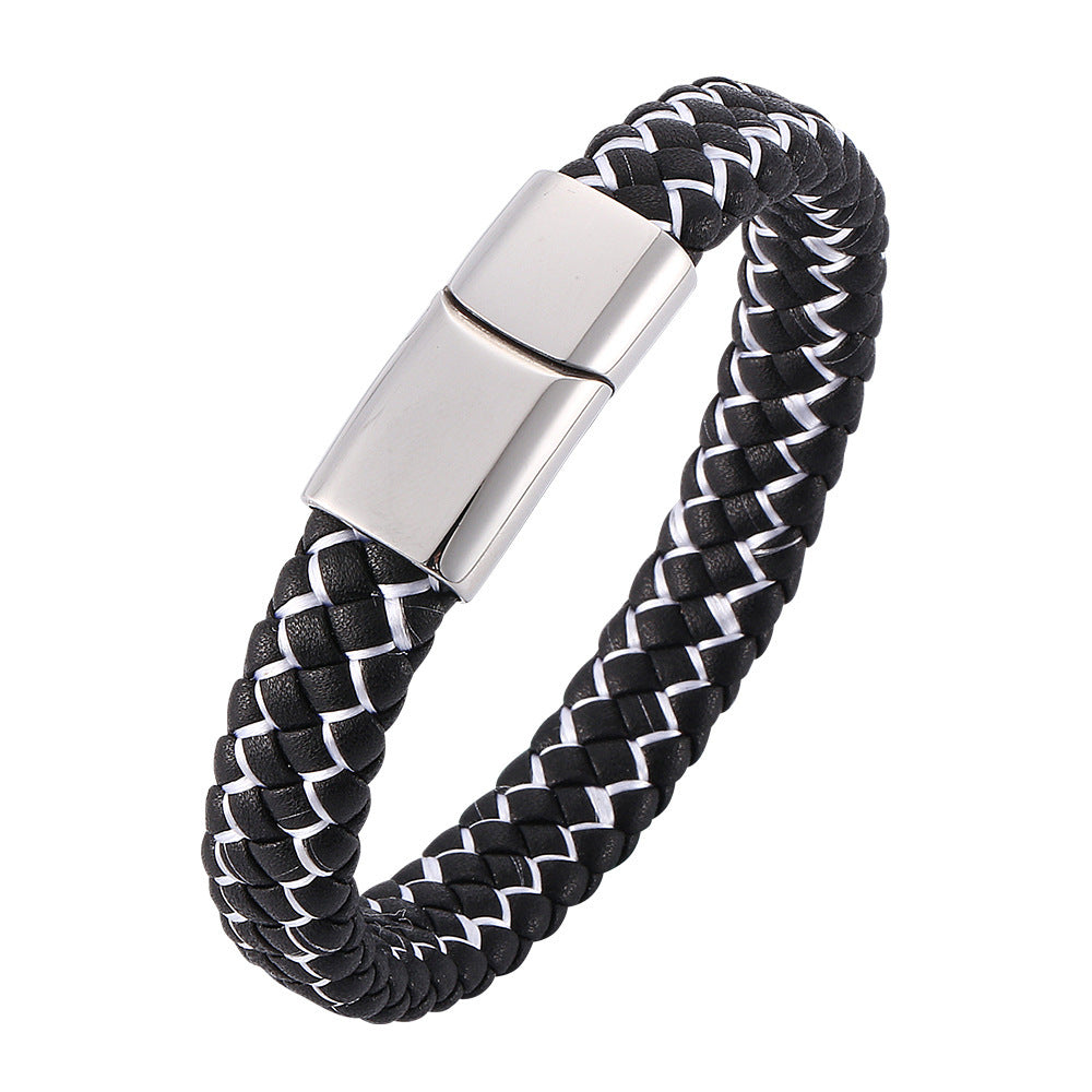 Bracelet foreign trade e-commerce trend tide section does not package explosion models men's bracelets microfiber leather bra